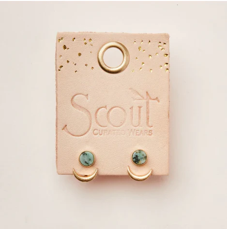 Stone Moon Phase Ear Jacket - African Turquoise / Gold - Image 2