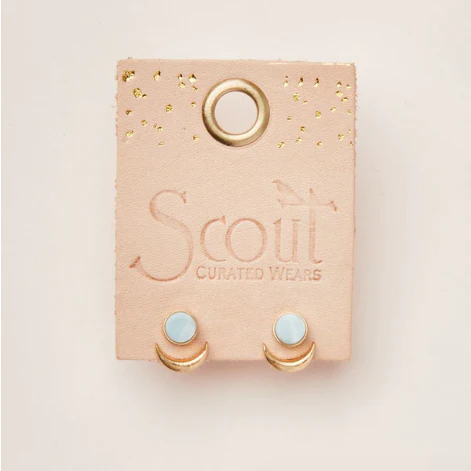 Stone Moon Phase Ear Jacket - Amazonite / Gold - Image 2