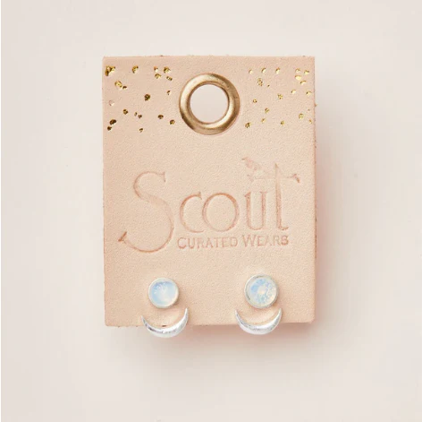 Stone Moon Phase Ear Jacket - Opalite / Silver - Image 2