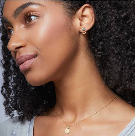 Stone Moon Phase Ear Jacket - Pyrite / Gold - Image 3