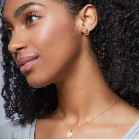 Stone Moon Phase Ear Jacket - Sunstone / Silver - Image 3