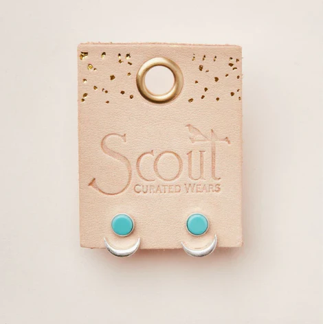 Stone Moon Phase Ear Jacket - Turquoise / Silver - Image 2