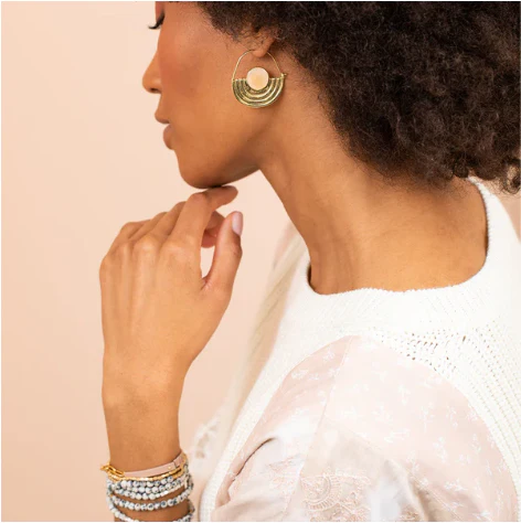 Stone Orbit Earring - Aqua Terra / Silver - Image 2