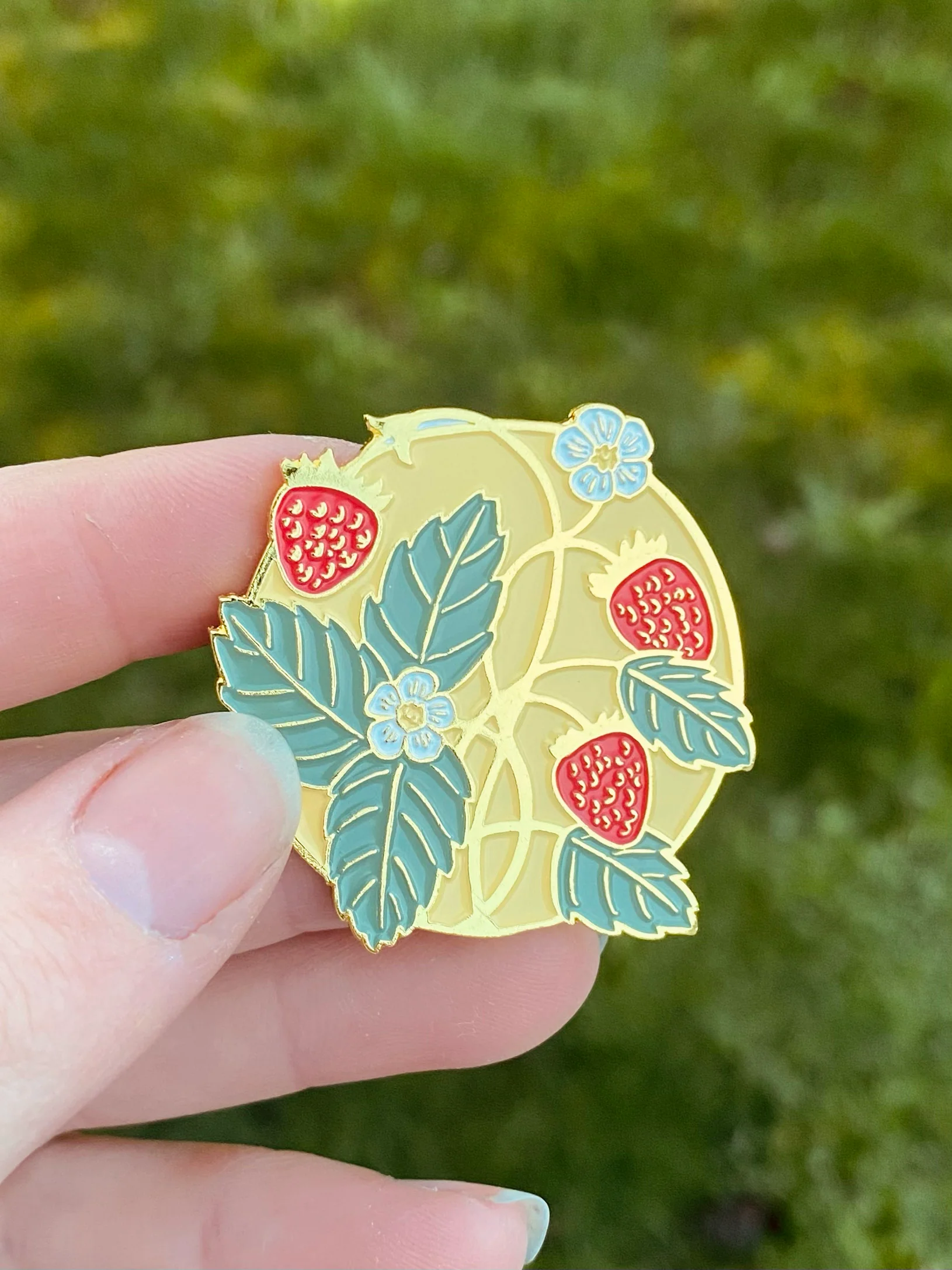 Summertime Strawberry Enamel Pin - Coxswain Press - Image 3