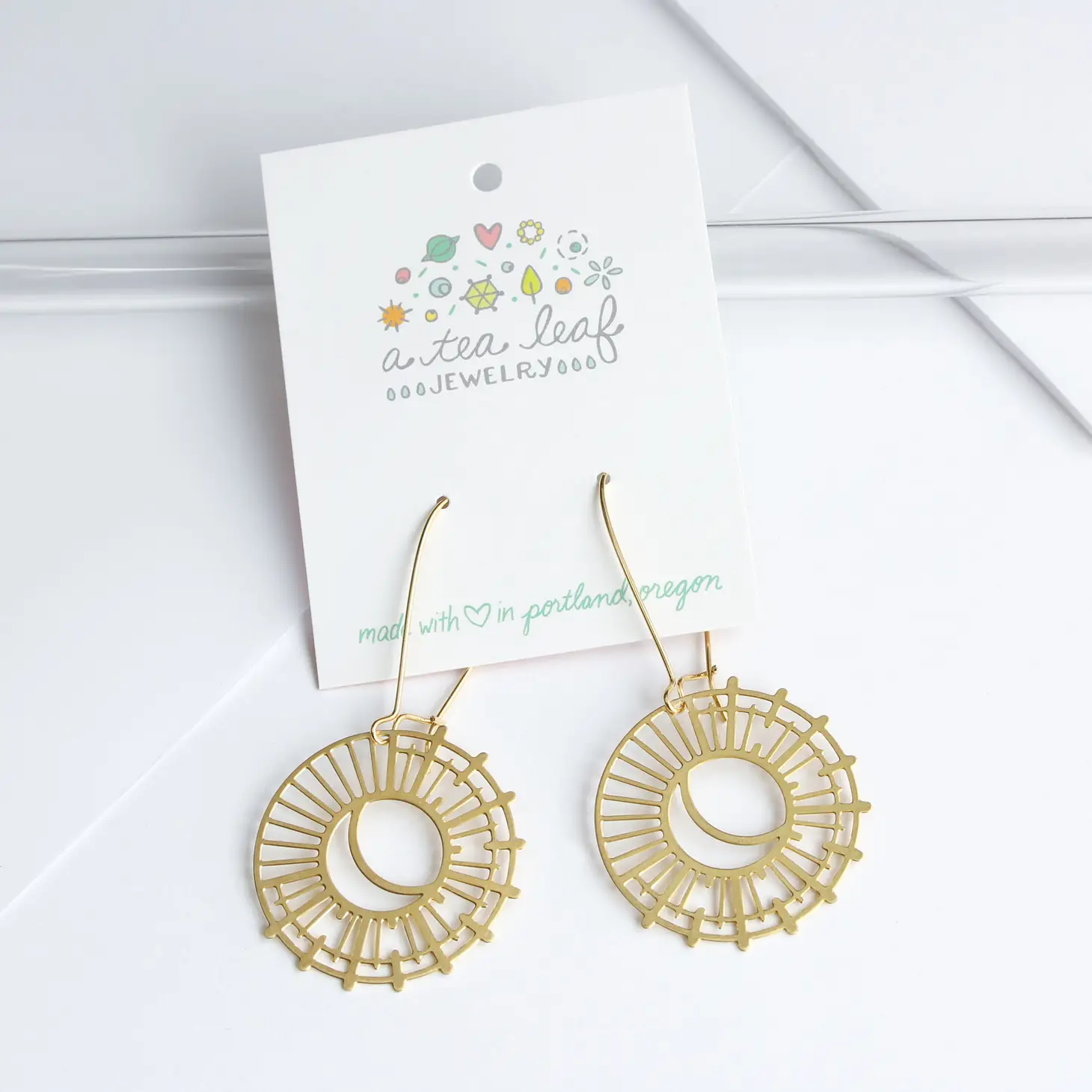 Sun and Moon Earrings - Gold