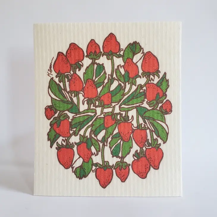 Swedish Dishcloth Ecofriendly Towel - Strawberry Design