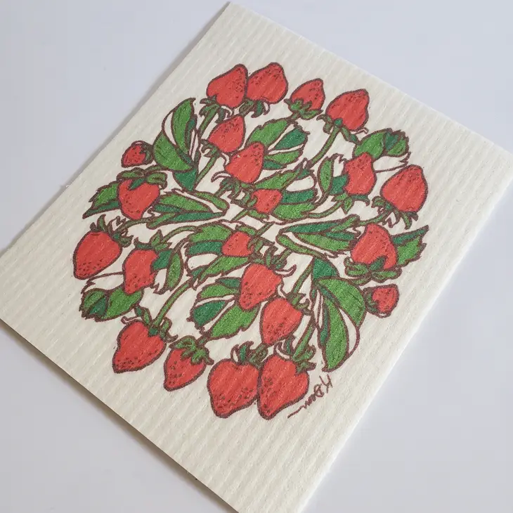 Swedish Dishcloth Ecofriendly Towel - Strawberry Design - Image 2