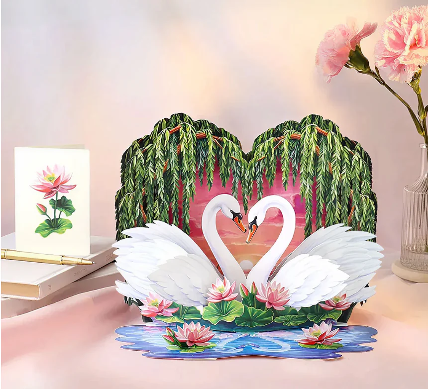 Sweetheart Swans FreshCut Paper Card
