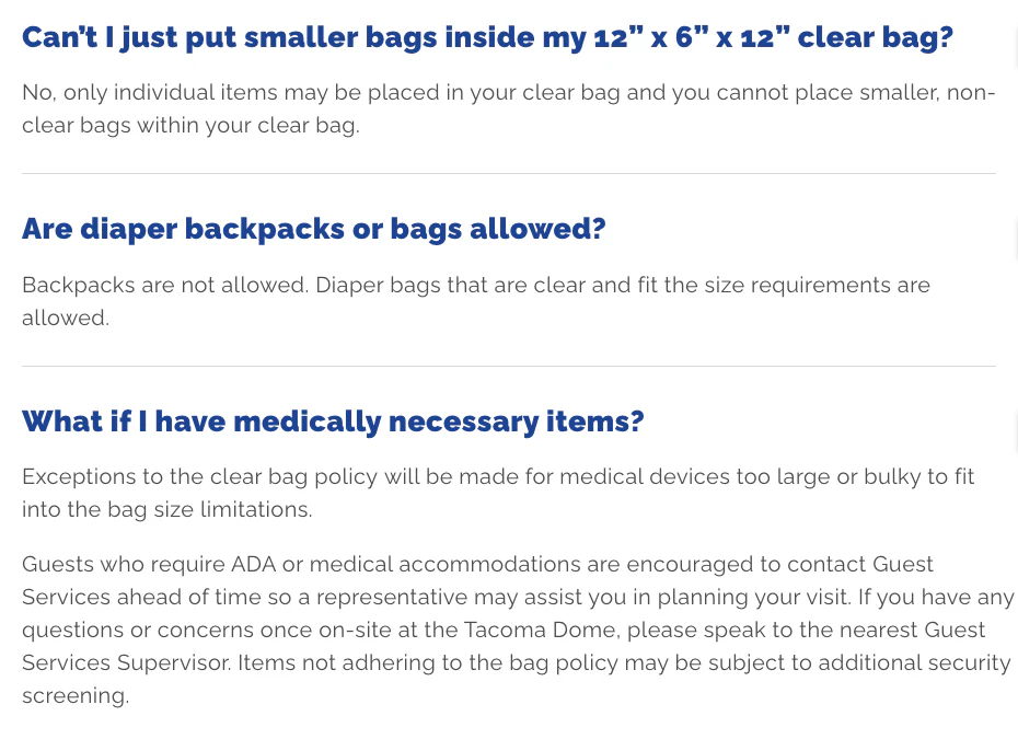 Tacoma Dome Clear Event Bag - Image 8