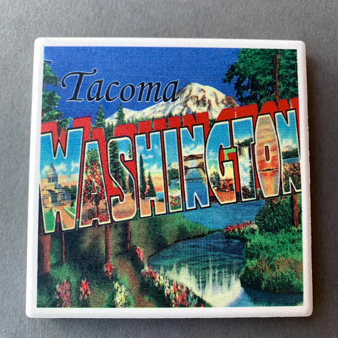 Tacoma, WA Large Letter Scenes Coaster
