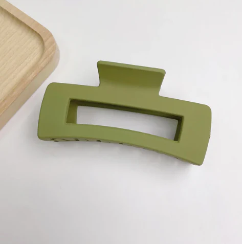 Talking Out of Turn - Olive Rectangle Claw Clip