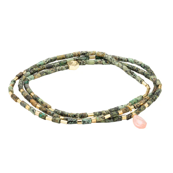 Teardrop Stone Wrap African Turquoise/Watermelon/Gold - Stone of Transformation - Image 2