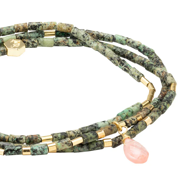 Teardrop Stone Wrap African Turquoise/Watermelon/Gold - Stone of Transformation - Image 3