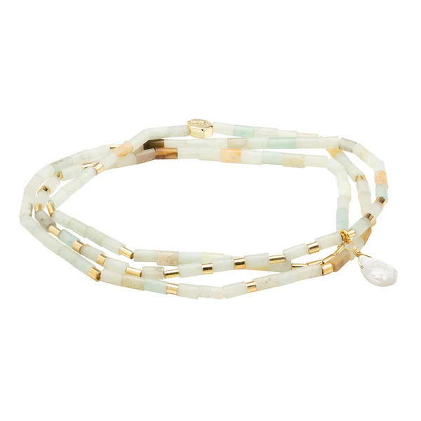 Teardrop Stone Wrap Amazonite/Howlite/Gold - Stone of Courage - Image 2