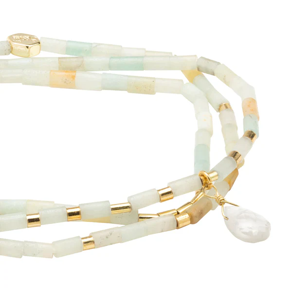 Teardrop Stone Wrap Amazonite/Howlite/Gold - Stone of Courage - Image 3