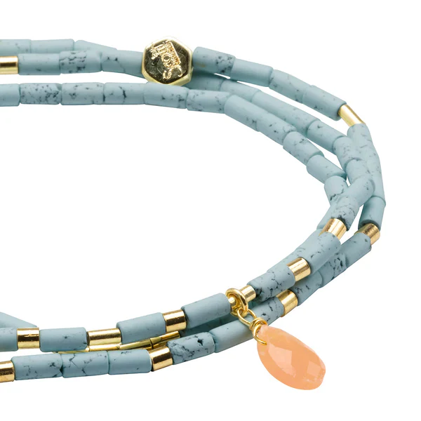 Teardrop Stone Wrap Blue Howlite/Sunstone/Gold - Stone of Harmony - Image 4