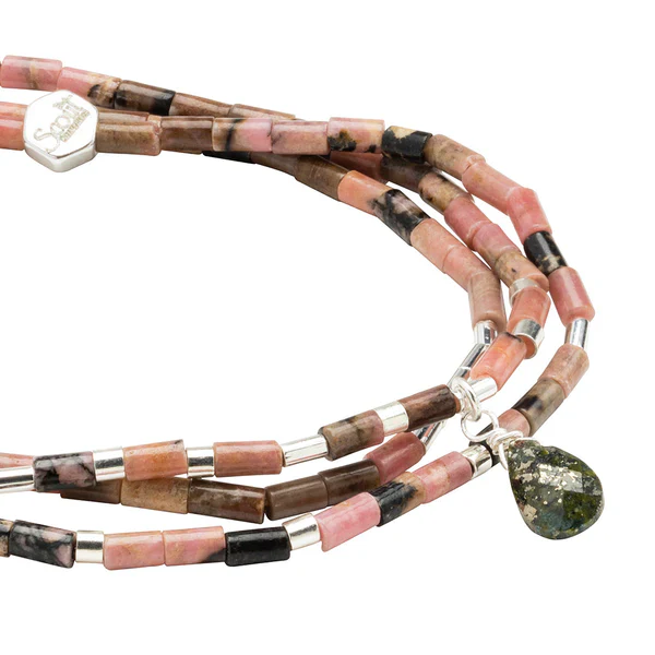 Teardrop Stone Wrap Rhodonite/Pyrite/Silver - Stone of Healing - Image 3