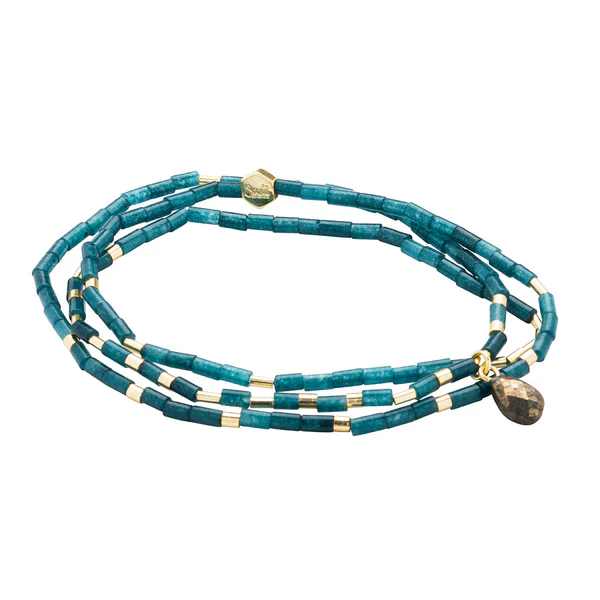 Teardrop Stone Wrap Teal Jade/Pyrite/Gold - Stone of Dreams - Image 2