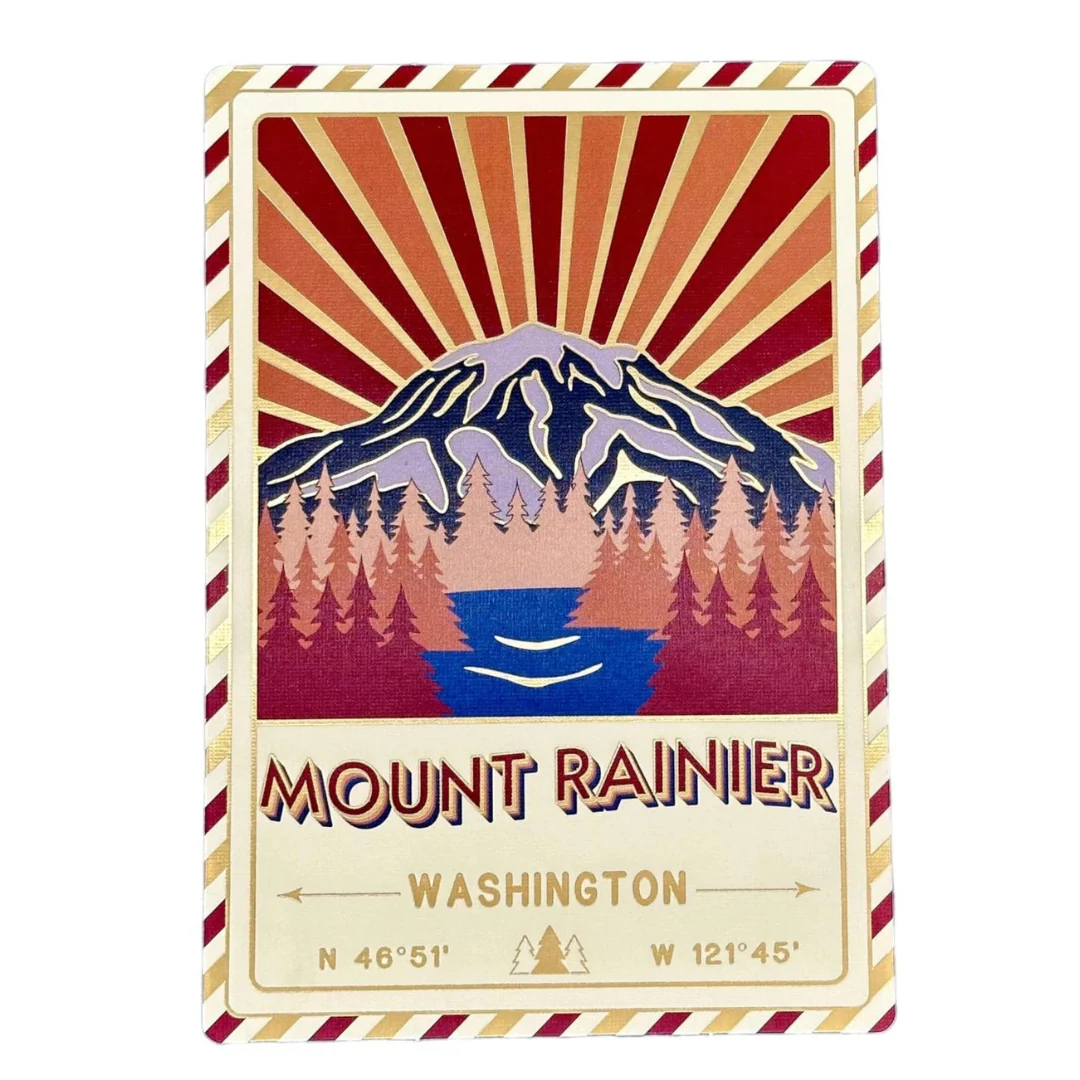 Textured Foil Postcard - Mount Rainier, Washington