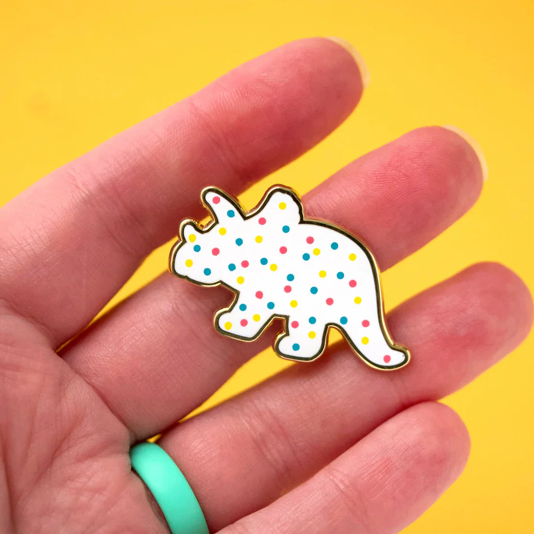 Triceratops Dino Cookie Enamel Pin - Image 2