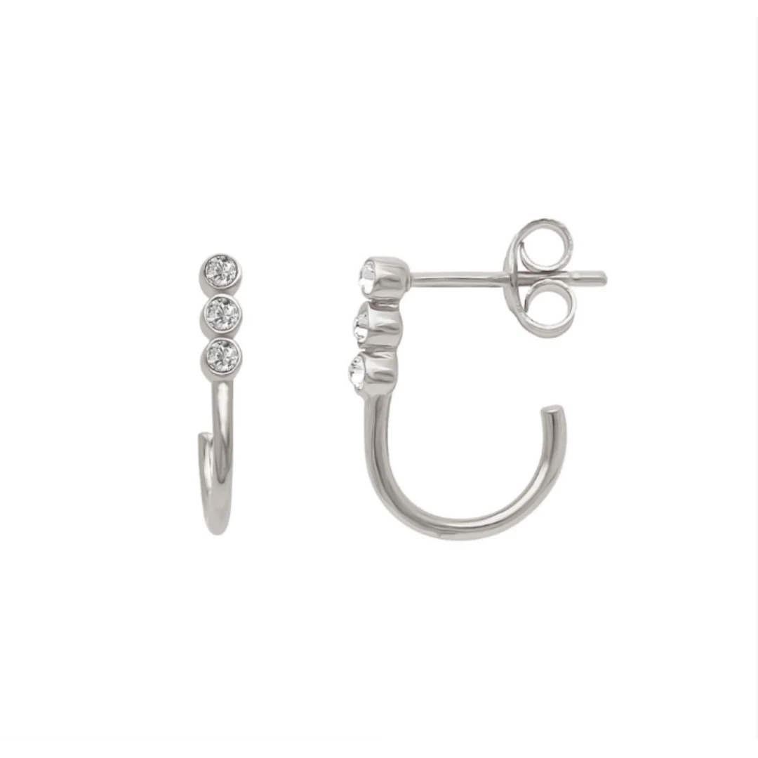 Trio Mini Bezel Hoop Silver