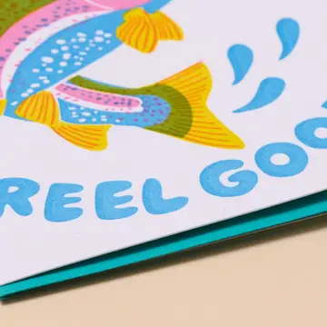 Trout Reel Good Fish Birthday Letterpress Card - Image 3
