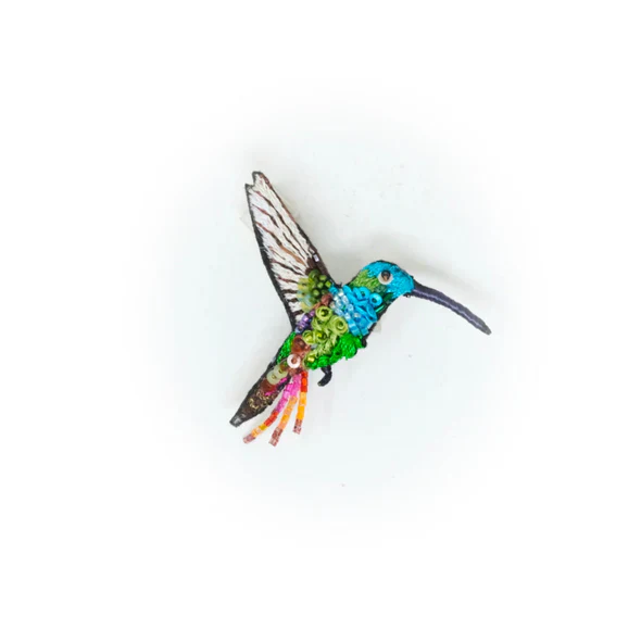 Trovelore Broach Pin- Emerald Chin Hummingbird
