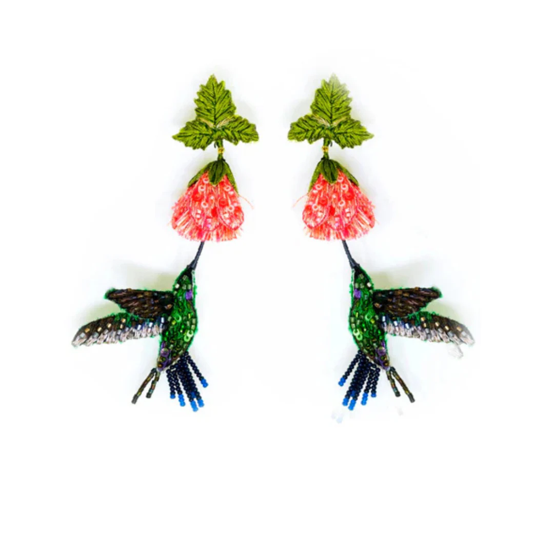 Trovelore Earrings- Cuban Emerald Hummingbird