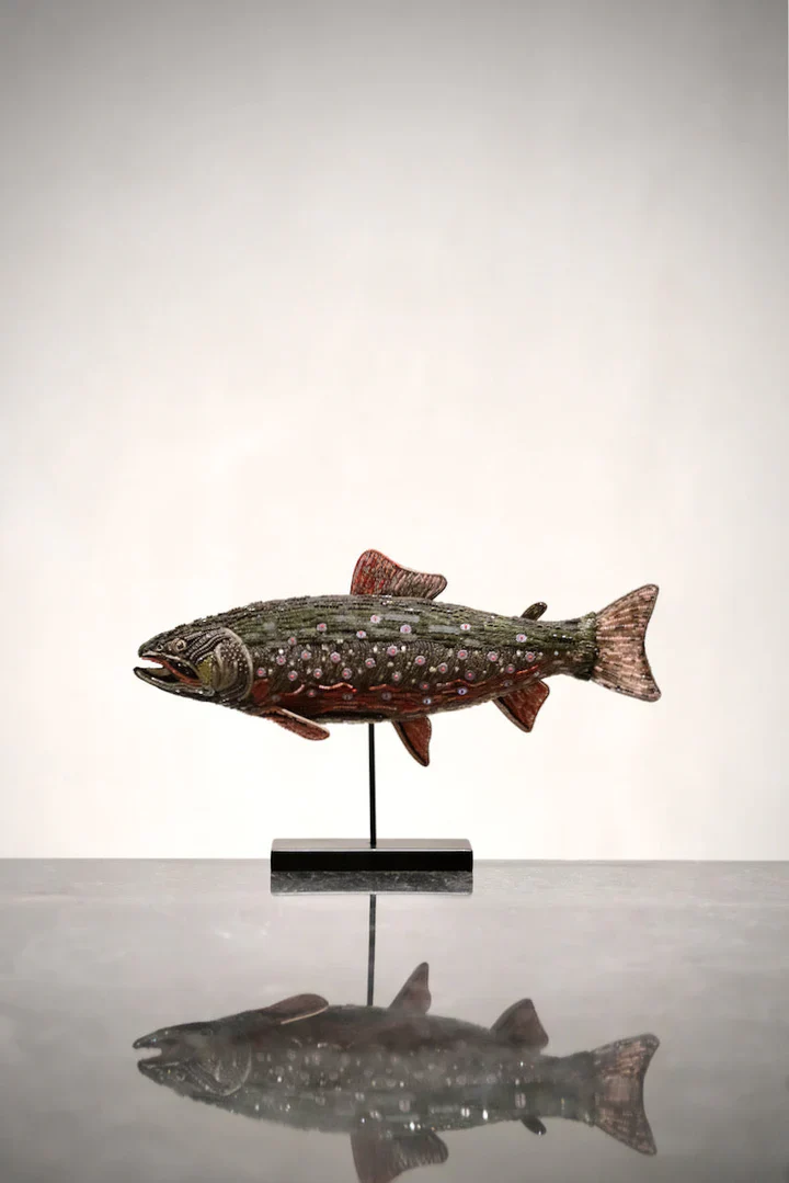 Trovelore Objet d'Art with Display Stand - Brook Trout - Image 2