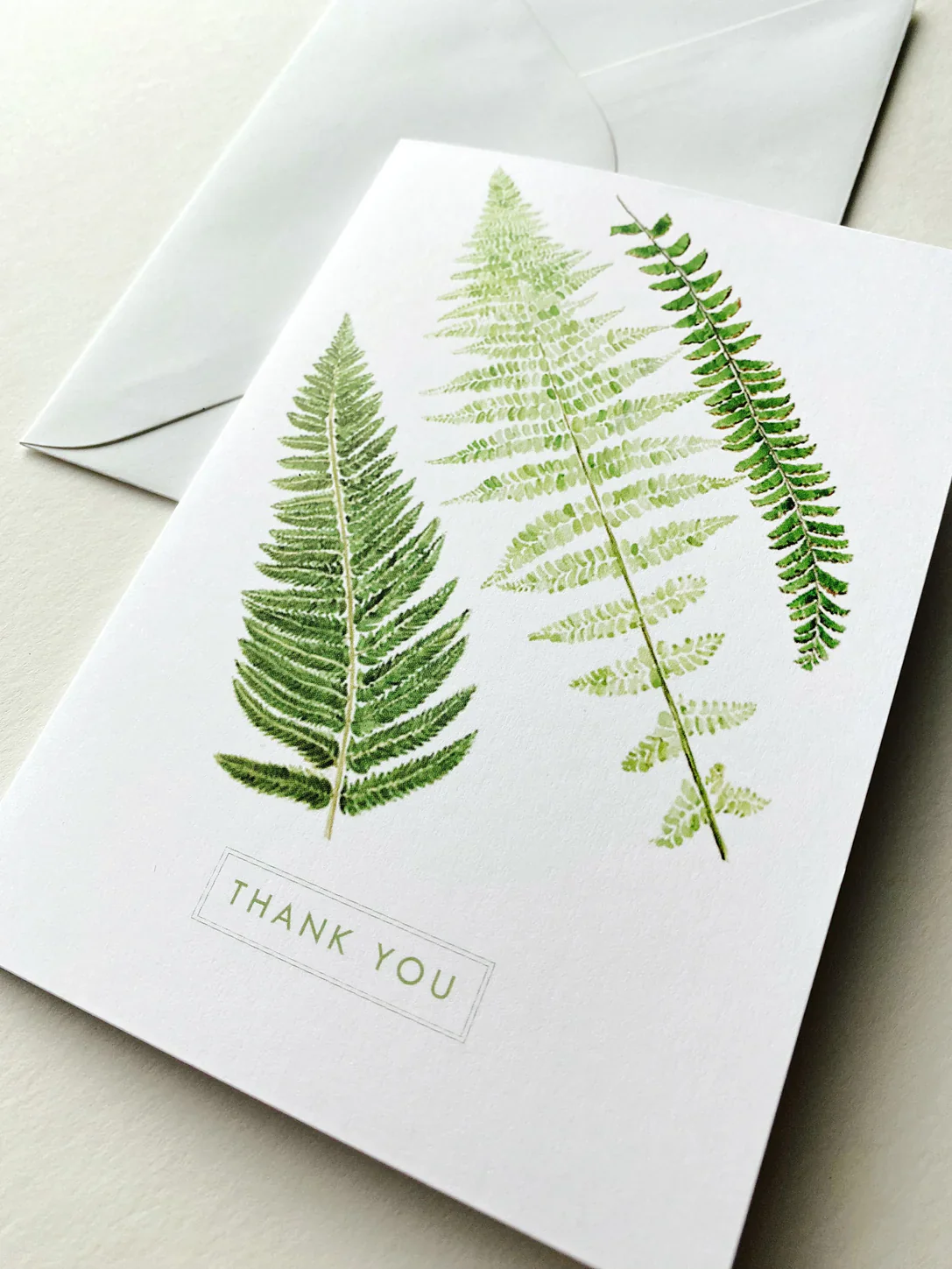 Turn of the Centuries - Ferns Watercolor Thank You Greeting Card - Image 2