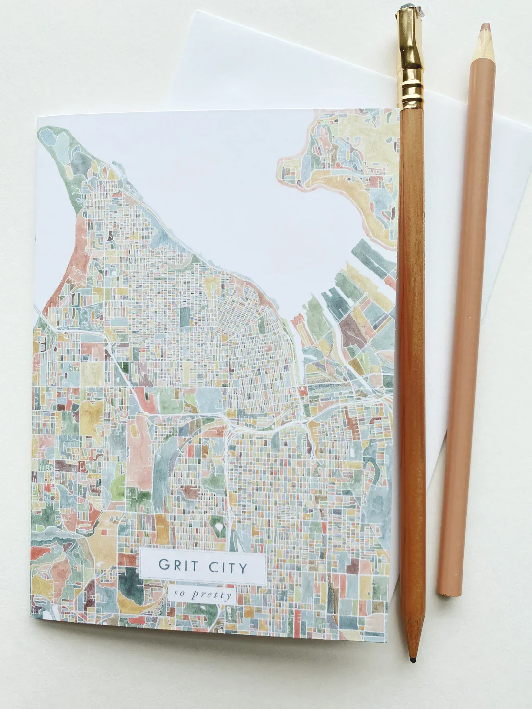 Turn of the Centuries - Grit City Tacoma Washington Watercolor Map Greeting Card - Image 2