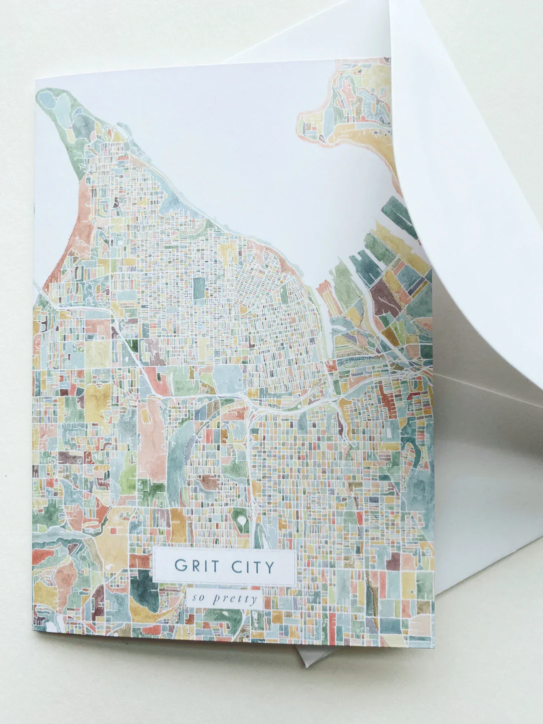 Turn of the Centuries - Grit City Tacoma Washington Watercolor Map Greeting Card - Image 4