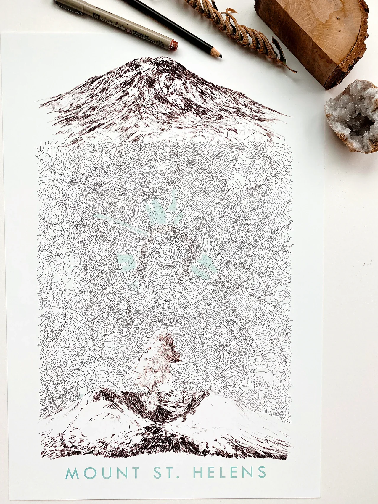 Turn of the Centuries - Mount St Helens Washington Topographical Map + Mountain Sketches - Image 3