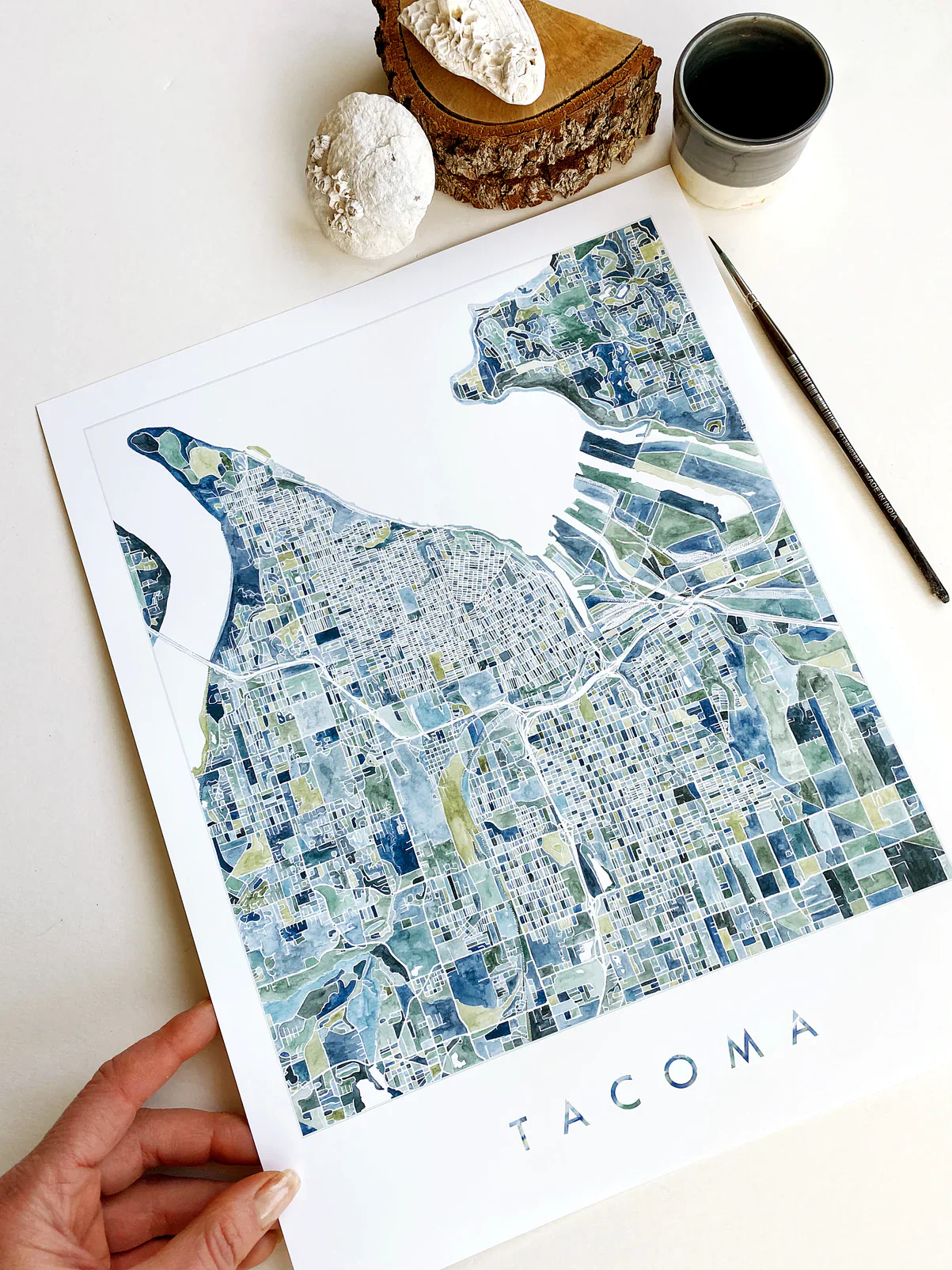 Turn of the Centuries - PNW Tacoma Watercolor City Blocks Map Print - Image 2