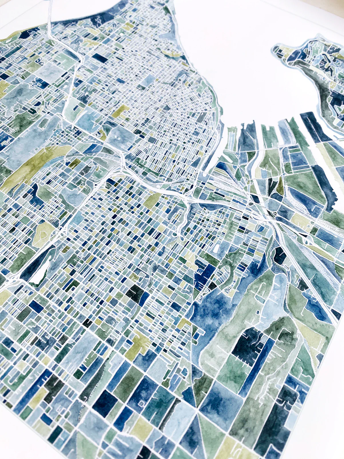 Turn of the Centuries - PNW Tacoma Watercolor City Blocks Map Print - Image 3