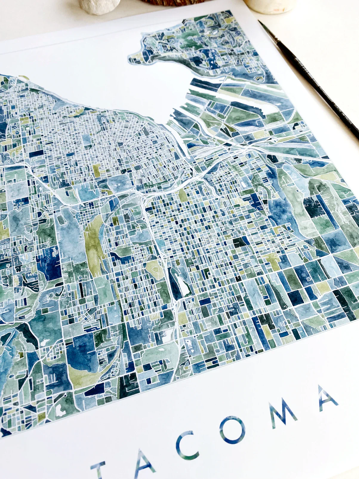 Turn of the Centuries - PNW Tacoma Watercolor City Blocks Map Print - Image 4