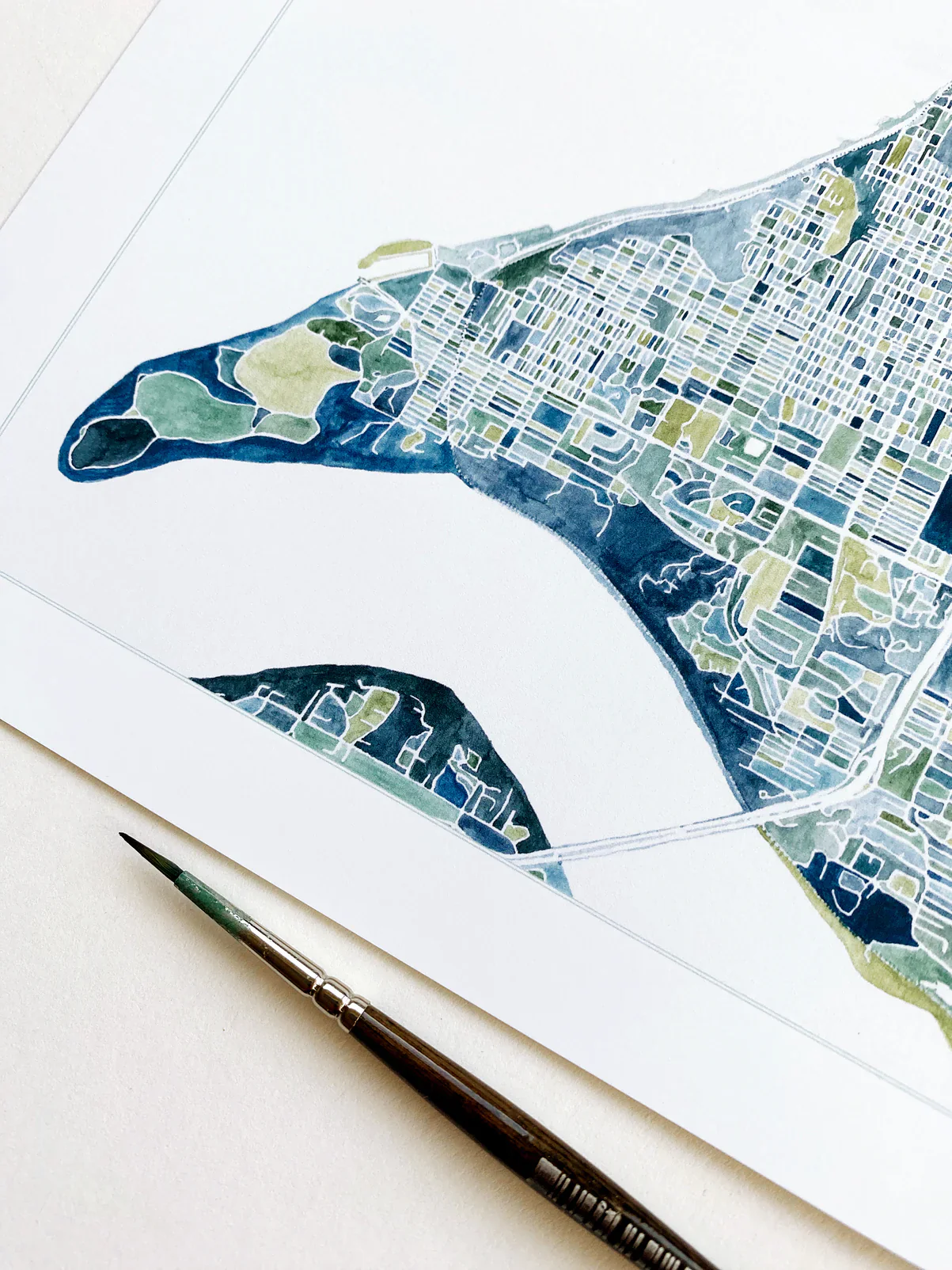 Turn of the Centuries - PNW Tacoma Watercolor City Blocks Map Print - Image 5