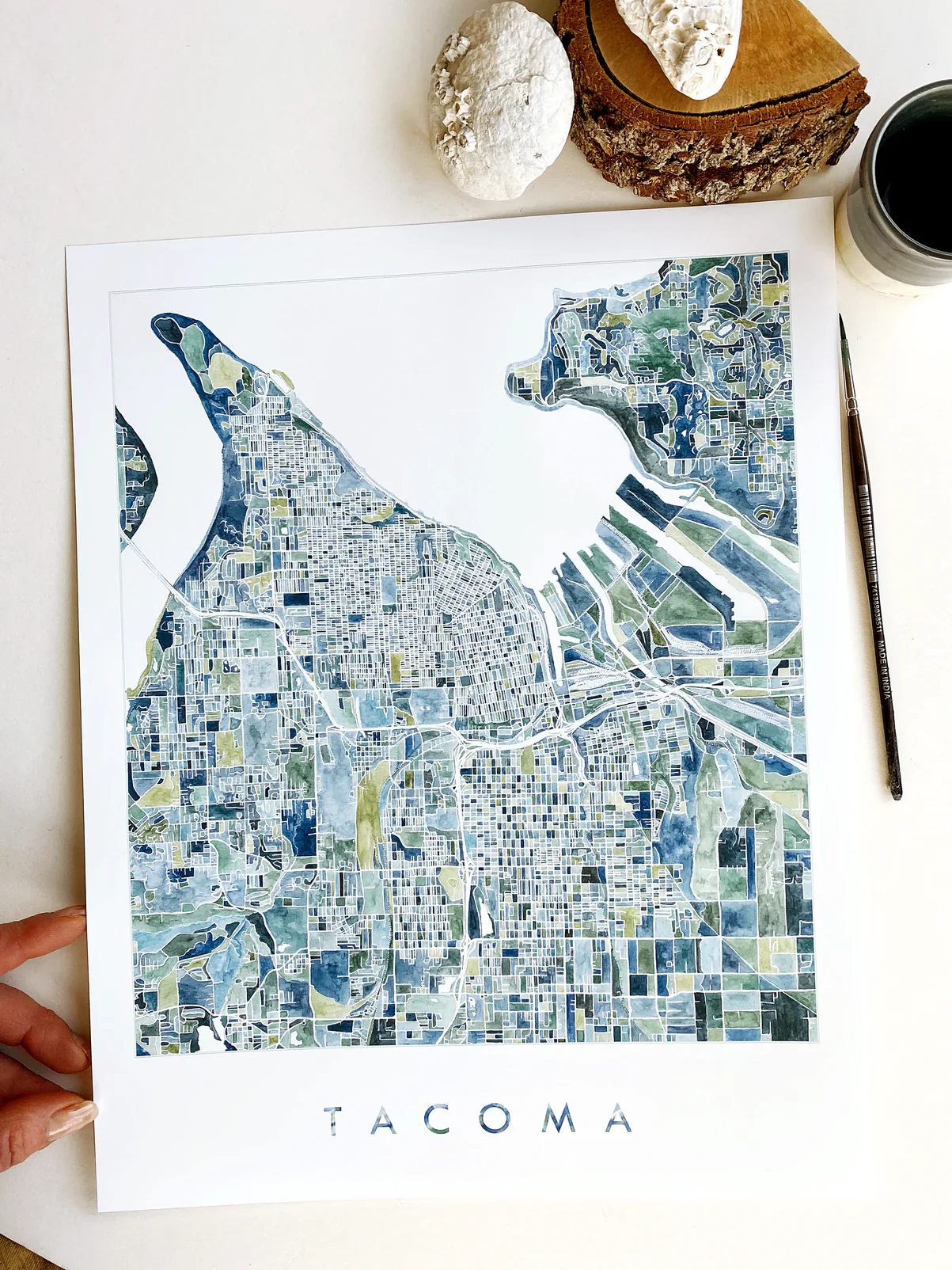 Turn of the Centuries - PNW Tacoma Watercolor City Blocks Map Print - Image 8