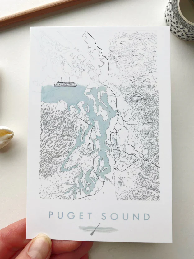 Turn of the Centuries - Puget Sound Washington Cascades Map Postcard - Image 2