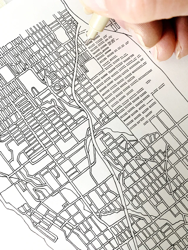 Turn of the Centuries - Seattle, Washington "Blueprint" Map Postcard - Image 3