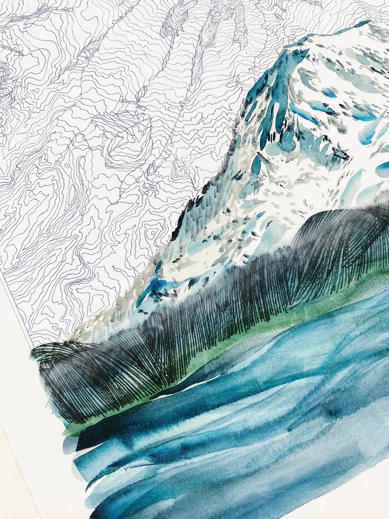 Turn of the Centuries - TAHOMA Mount Rainier Washington Topographical Map Drawing + Mountain Print - Image 2