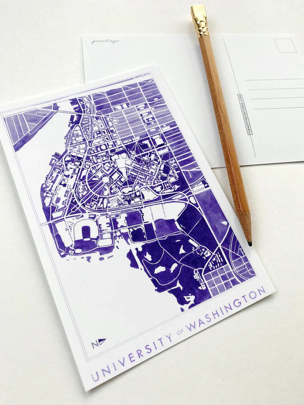 Turn of the Centuries - University of Washington Seattle Campus Map Postcard - Image 2