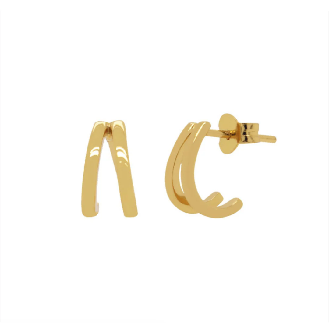 Twin Huggie Hoops Gold