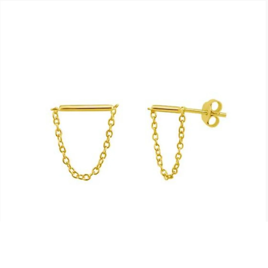 V GD Skinny Bar Chain Stud