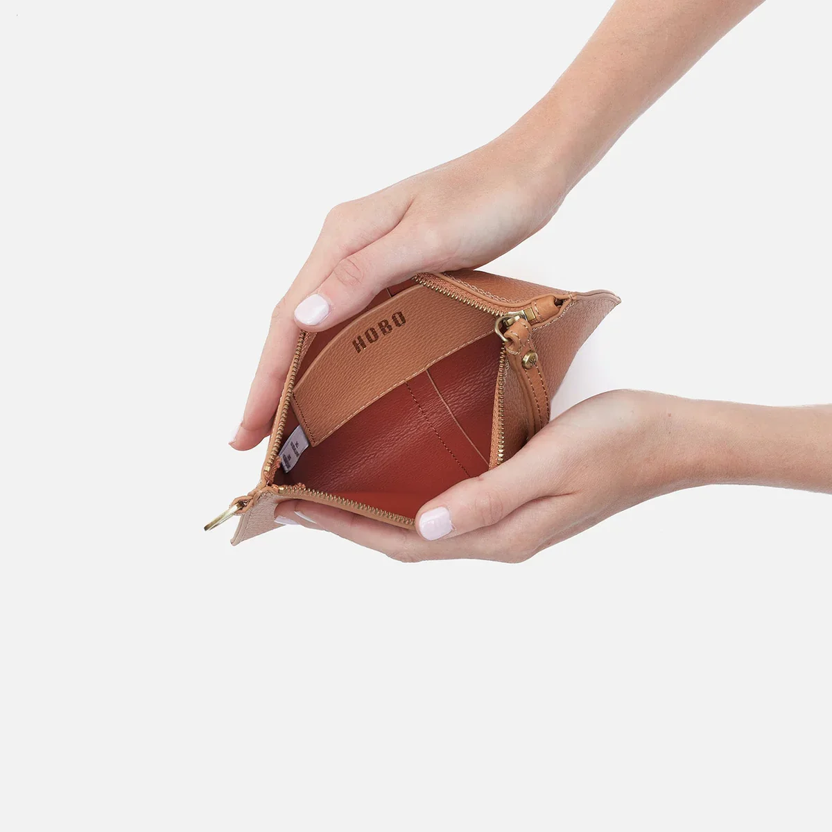 Vida Small Pouch- Micro Pebbled Leather- Biscuit - Image 2