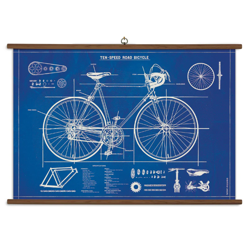 Cavallini & Co. Vintage School Chart - Bicycle Blueprint