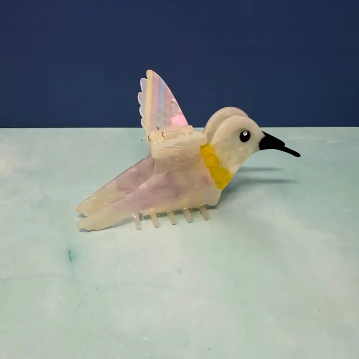 White Hummingbird Claw Clip